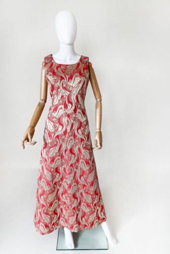 Sukienka złote wzory vintage 70's