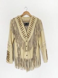Skórzana kurtka z frędzlami western