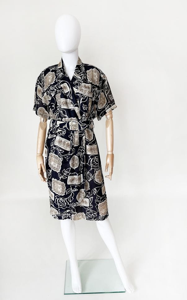 Betty Barclay lniana sukienka vintage safari
