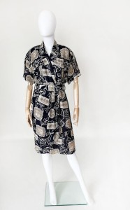 Betty Barclay lniana sukienka vintage safari