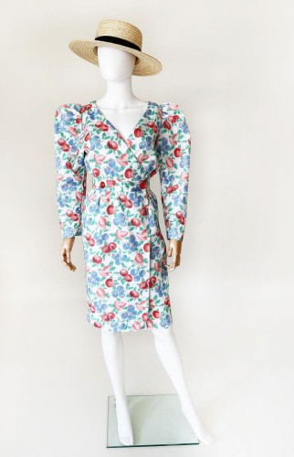 Sukienka w owocowe wzory vintage 80's