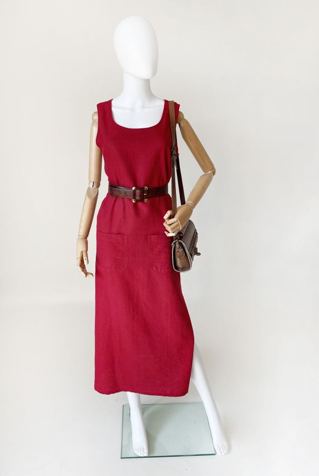 Lniana sukienka maxi vintage