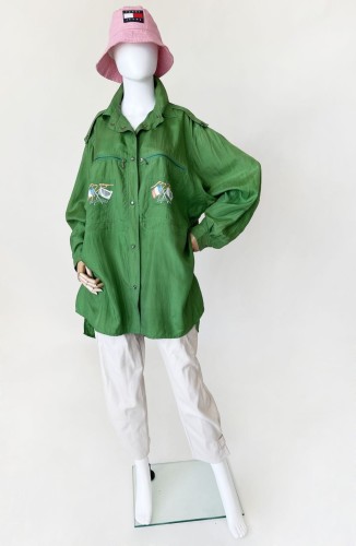 Lily Farouche jedwabna koszula vintage oversize