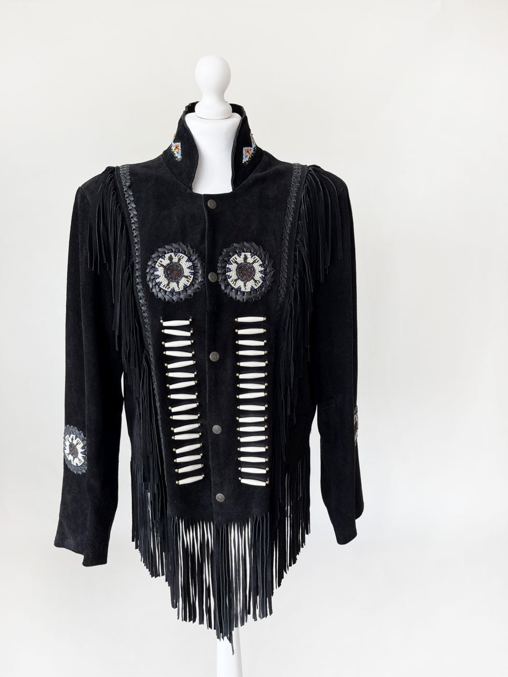 Zamszowa kurtka z frędzlami western boho