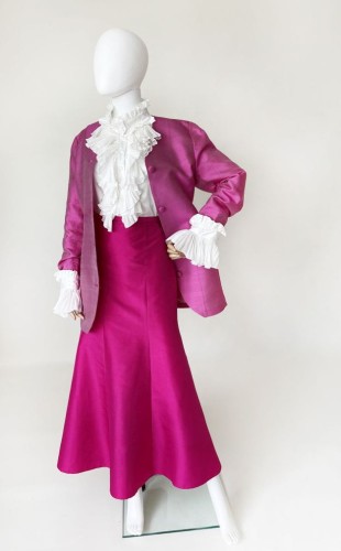 Spódnica maxi jedwabna magenta