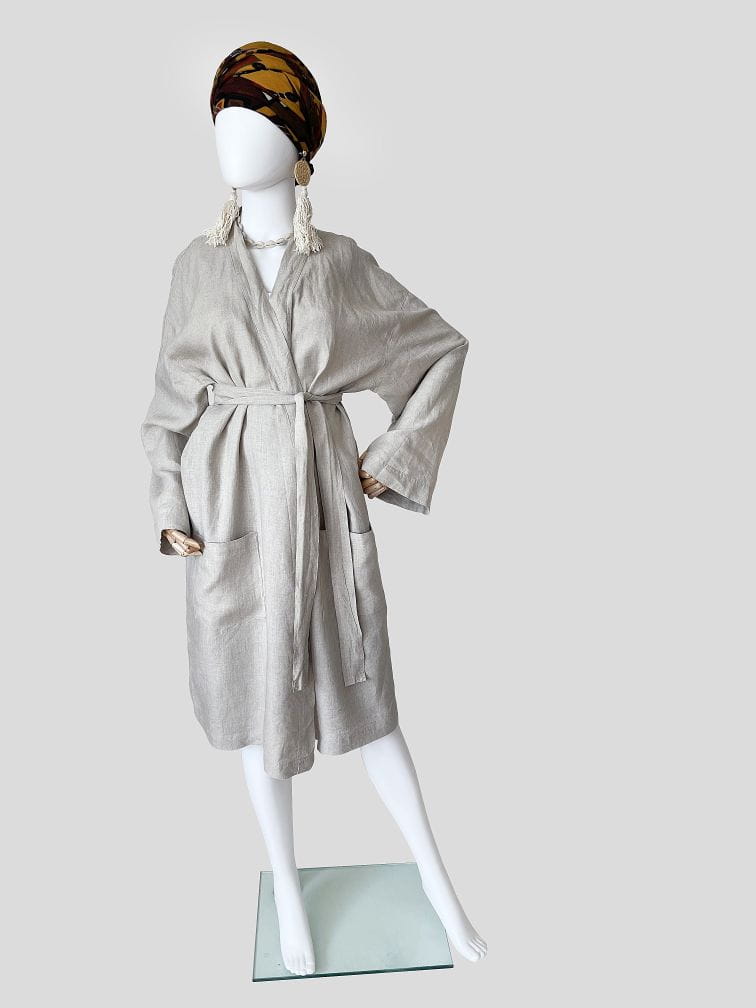 Lniane kimono / narzutka / szlafrok