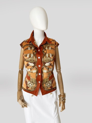 Jedwabna bluzka vintage we wzory