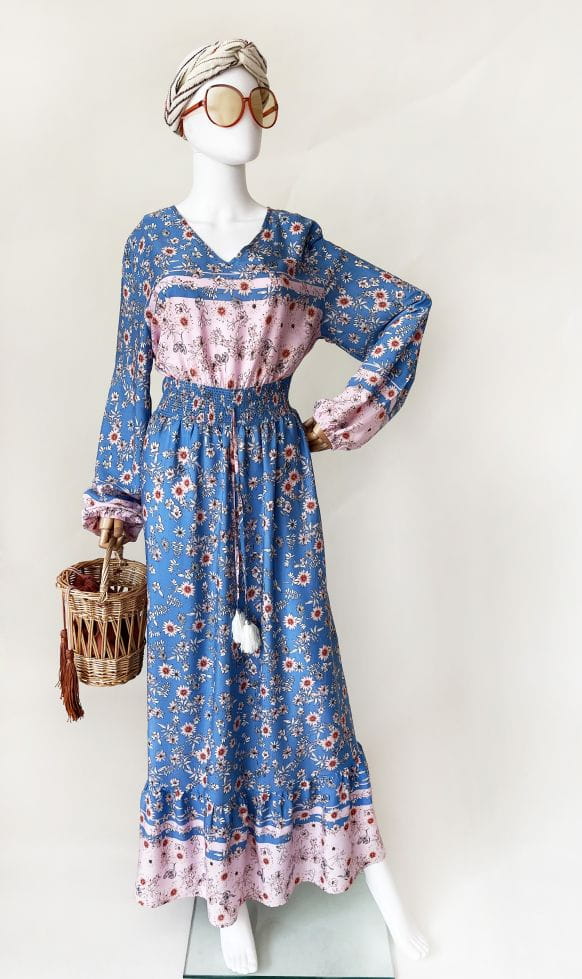 Sukienka maxi hippie we wzory