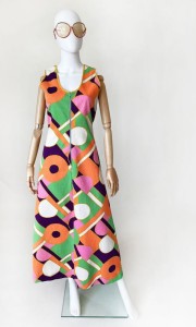 Sukienka maxi vintage 70's geometryczne wzory