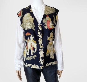Jedwabna kamizelka vintage we wzory