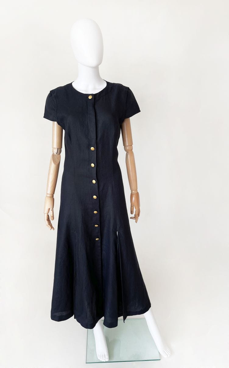 Escada lniana maxi sukienka vintage