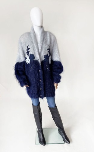 Moherowy długi sweter vintage