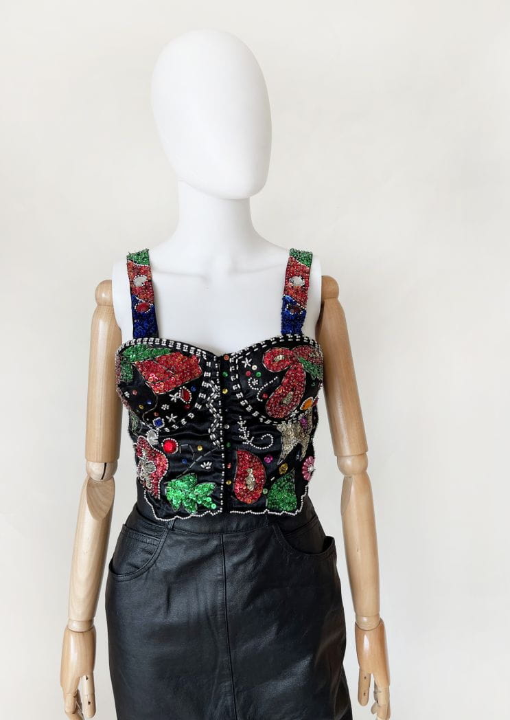 Biżuteryjny gorset vintage 80's