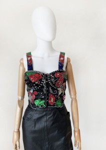 Biżuteryjny gorset vintage 80's