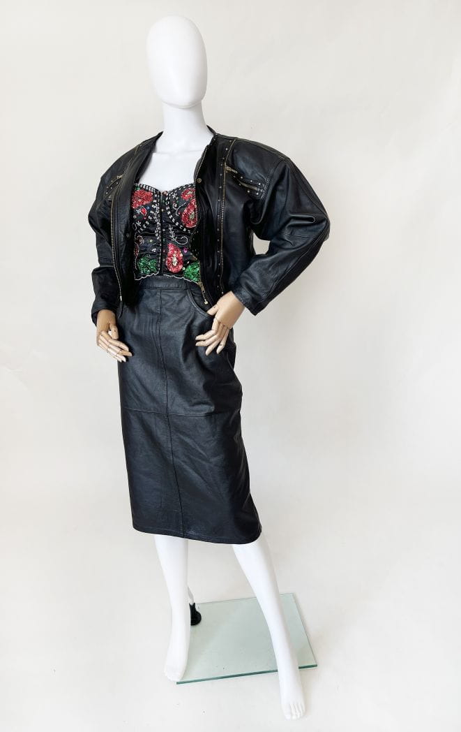 Skórzana spódnica midi vintage