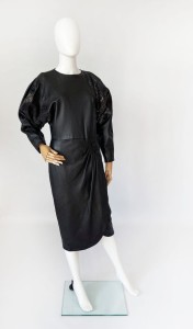 Skórzana zdobiona sukienka vintage 80's