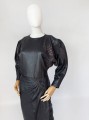 Skórzana zdobiona sukienka vintage 80's