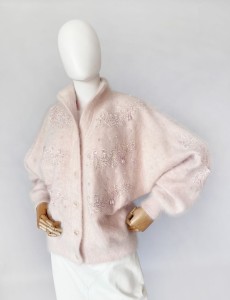 Kurtka vintage z angory pudrowy róż
