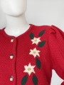 Haftowany kardigan vintage bufiaste rękawy