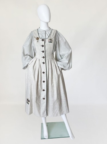 Długa sukienka ogrodniczka vintage dirndl