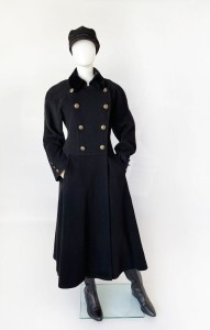 Militarny wełniany płaszcz maxi