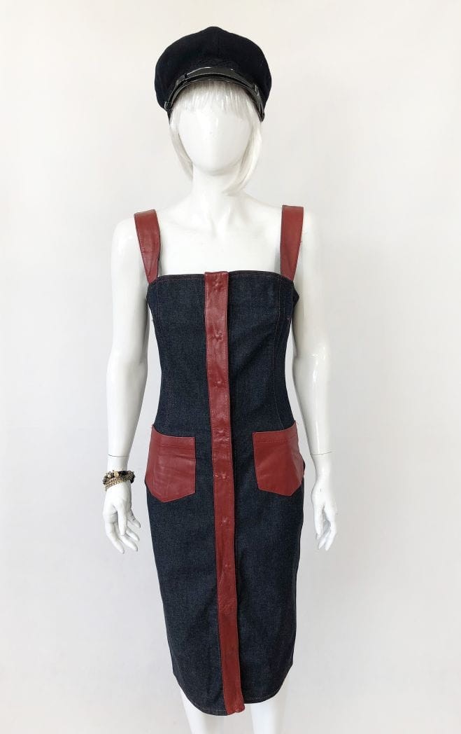 Dolce&Gabbana jeansowa sukienka ze skórą