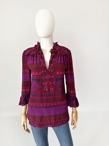 Tory Burch kolorowa bluzka z jedwabiu