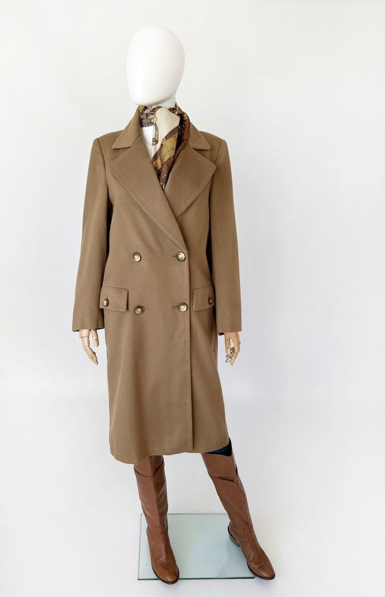 100% kaszmir camelowy płaszcz  vintage