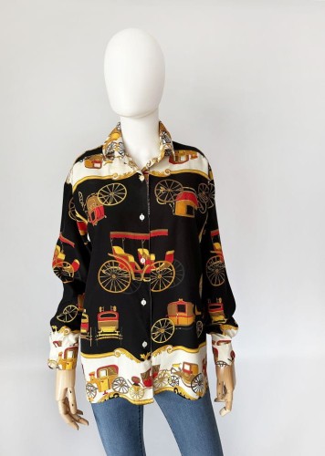 Benetton koszula we wzory vintage 80's