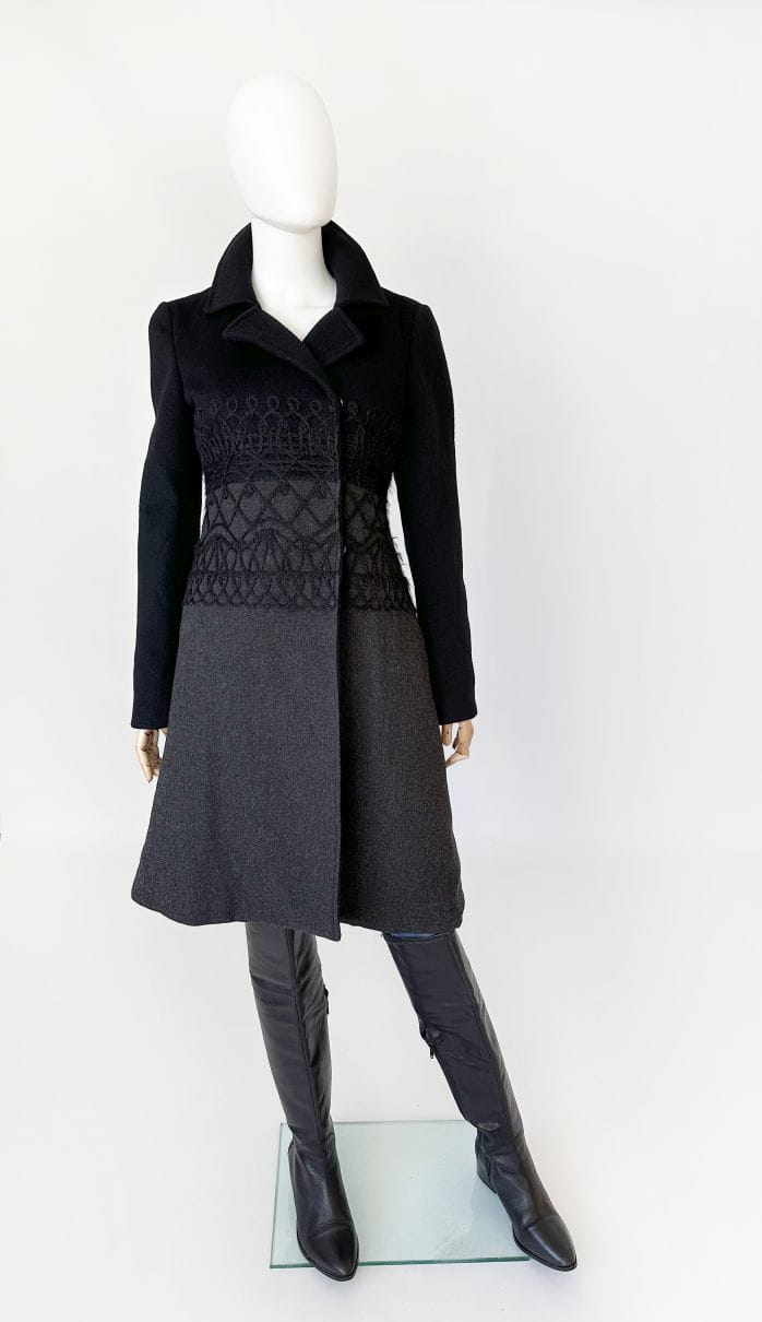 Alberta Ferretti wyszywany wełniany płaszcz 