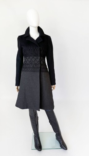 Alberta Ferretti wyszywany wełniany płaszcz