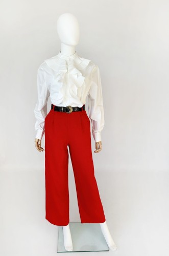 Elegance Paris czerwone spodnie vintage 100% wełna