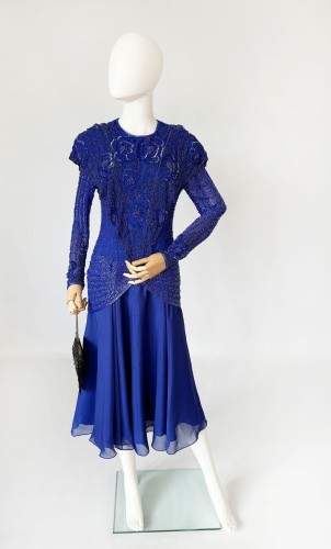 Jedwabna biżuteryjna sukienka wieczorowa