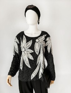 Biżuteryjna jedwabna bluzka vintage 80's