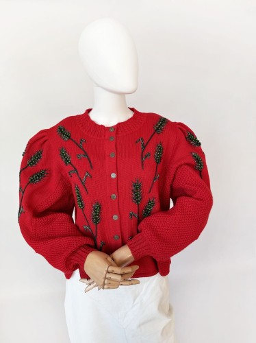 Lanamoden Salzburg haftowany wełniany sweter vintage