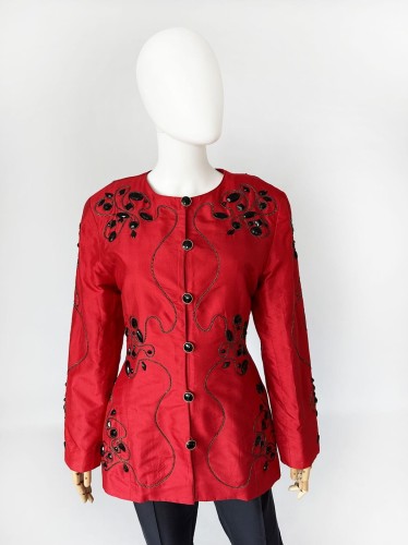 Zdobiona jedwabna marynarka vintage