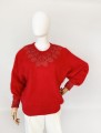 Czerwony sweter z angory vintage
