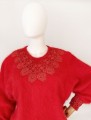 Czerwony sweter z angory vintage