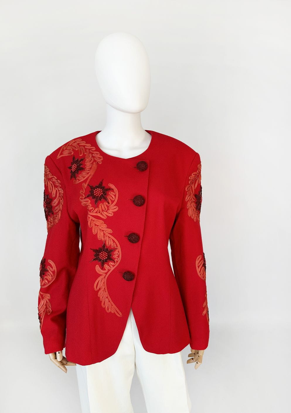 Zdobiona marynarka vintage 100% wełna