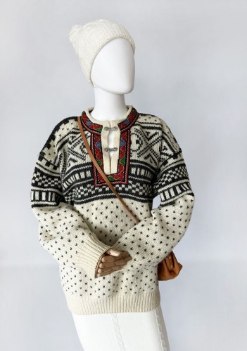 Norweski sweter vintage wełna szetlandzka