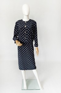 Jedwabna sukienka vintage 80's w grochy