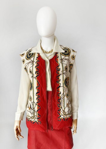 Pikowana kamizelka vintage we wzory