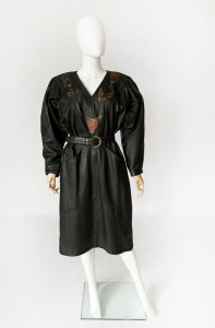 Skórzana zdobiona sukienka vintage 80's