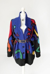 Kolorowy kardigan vintage oversize moher