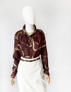 Jedwabna koszula w jeździeckie wzory