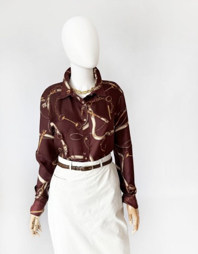 Jedwabna koszula w jeździeckie wzory