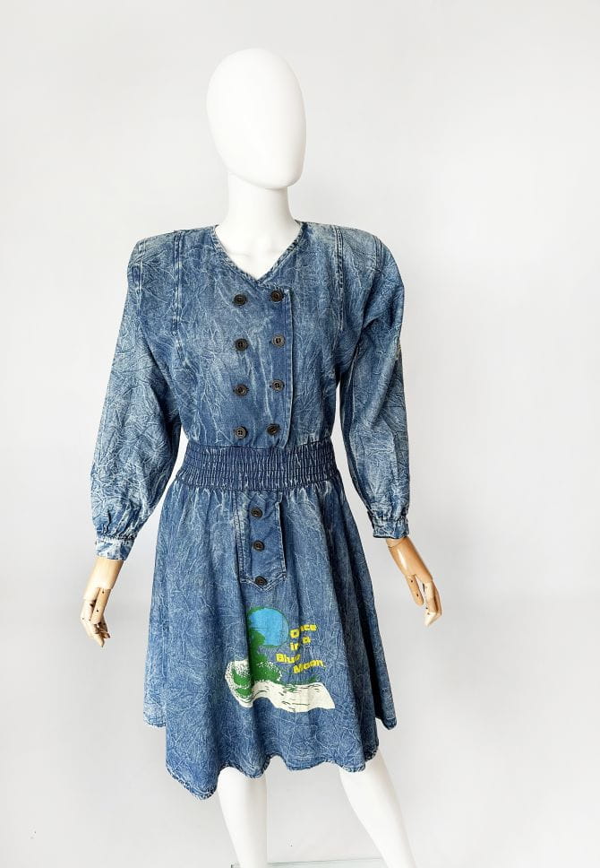 Jeansowa sukienka vintage 80's