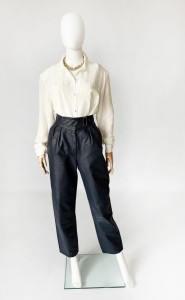 Skórzane cygaretki vintage z wysokim stanem