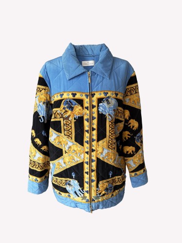 Elegance jedwabna kurtka we wzory vintage