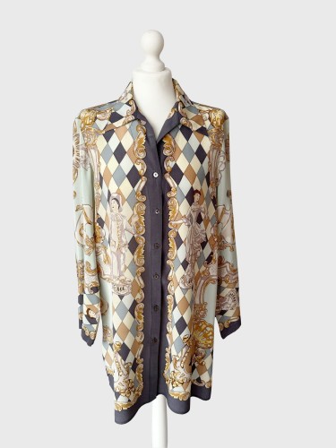 English Eccentrics jedwabna eklektyczna koszula vintage 80's